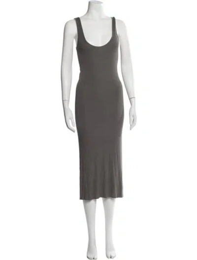 Pre-owned Enza Costa Scoop Neck Midi Length Dress In Grey