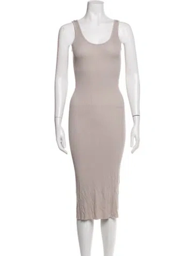 Pre-owned Enza Costa Scoop Neck Midi Length Dress In Neutrals