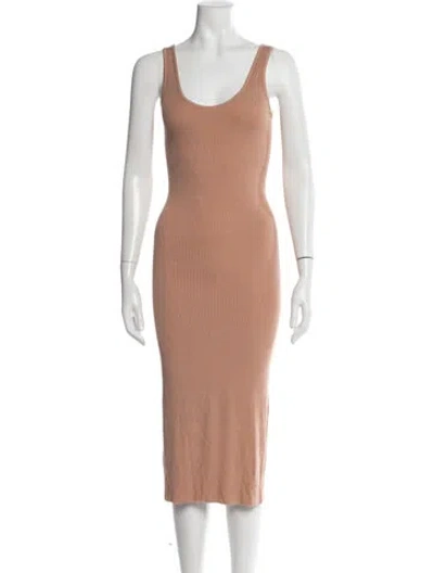 Pre-owned Enza Costa Scoop Neck Midi Length Dress In Orange