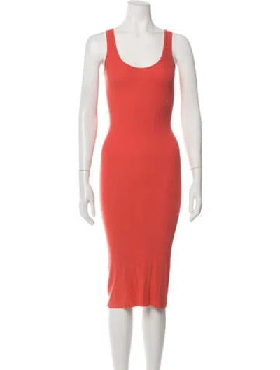 Pre-owned Enza Costa Scoop Neck Midi Length Dress In Orange