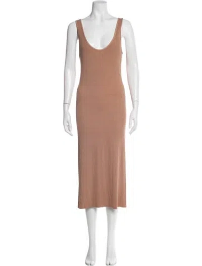 Pre-owned Enza Costa Scoop Neck Midi Length Dress In Orange