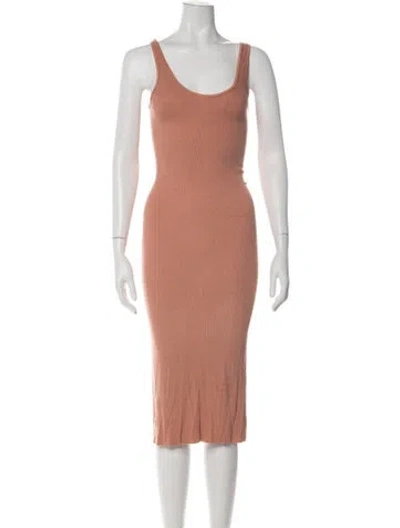 Pre-owned Enza Costa Scoop Neck Midi Length Dress In Pink