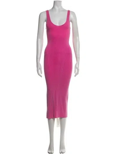 Pre-owned Enza Costa Scoop Neck Midi Length Dress In Pink