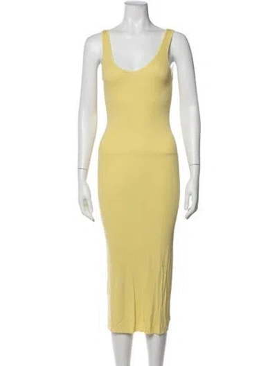 Pre-owned Enza Costa Scoop Neck Midi Length Dress In Yellow