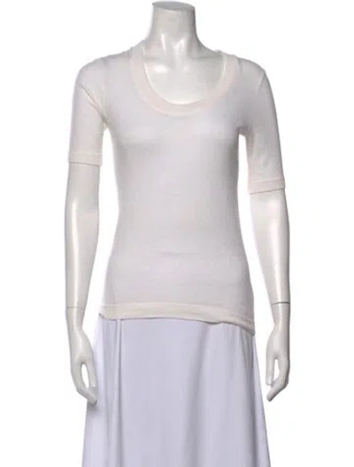 Pre-owned Enza Costa Scoop Neck Short Sleeve T-shirt In White