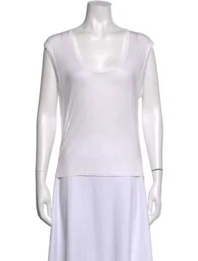 Pre-owned Enza Costa Scoop Neck Short Sleeve T-shirt In White
