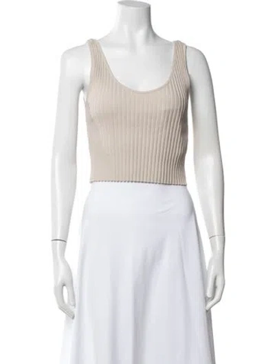 Pre-owned Enza Costa Scoop Neck Sleeveless Crop Top In Neutrals