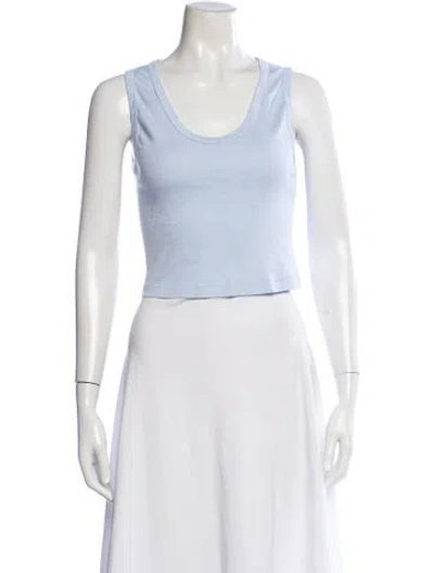 Pre-owned Enza Costa Scoop Neck Sleeveless Crop Top In White