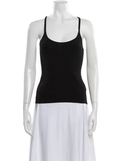 Pre-owned Enza Costa Scoop Neck Sleeveless Top In Black