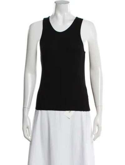 Pre-owned Enza Costa Scoop Neck Sleeveless Top In Black