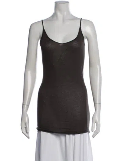 Pre-owned Enza Costa Scoop Neck Sleeveless Top In Brown