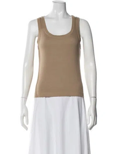 Pre-owned Enza Costa Scoop Neck Sleeveless Top In Neutral