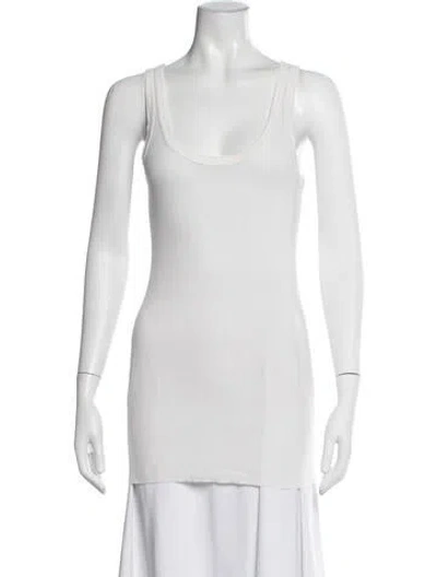 Pre-owned Enza Costa Scoop Neck Sleeveless Top In Neutrals/white