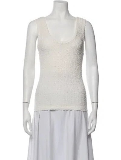 Pre-owned Enza Costa Scoop Neck Sleeveless Top In Neutrals/white