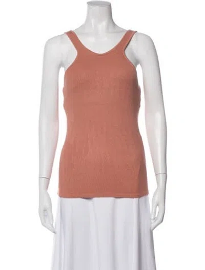 Pre-owned Enza Costa Scoop Neck Sleeveless Top In Orange