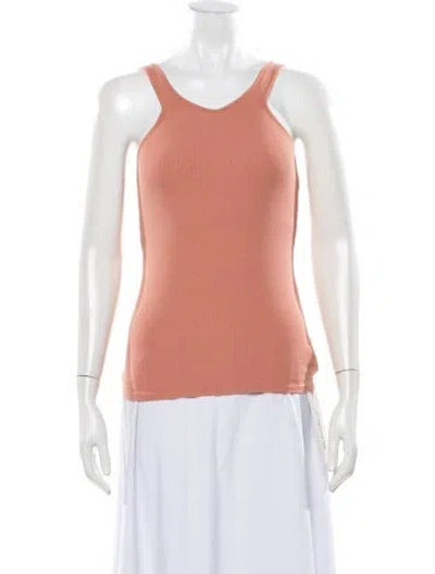 Pre-owned Enza Costa Scoop Neck Sleeveless Top In Orange
