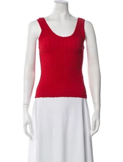 Pre-owned Enza Costa Scoop Neck Sleeveless Top In Red