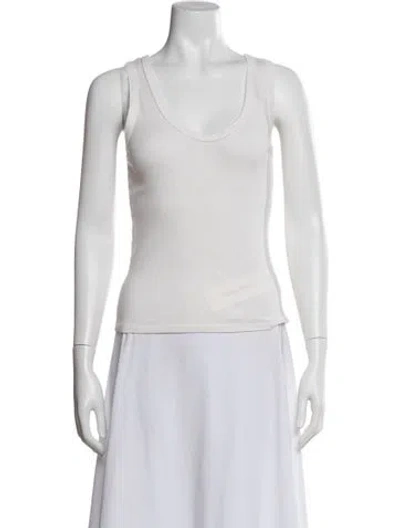 Pre-owned Enza Costa Scoop Neck Sleeveless Top In White