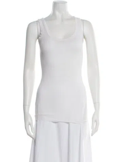 Pre-owned Enza Costa Scoop Neck Sleeveless Top In White