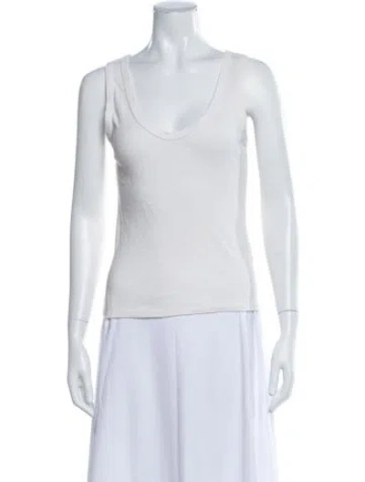 Pre-owned Enza Costa Scoop Neck Sleeveless Top In White