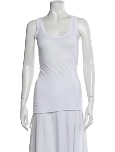 Pre-owned Enza Costa Scoop Neck Sleeveless Top In White