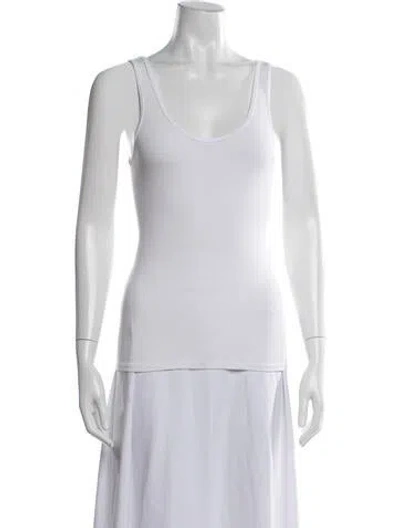 Pre-owned Enza Costa Scoop Neck Sleeveless Top In White