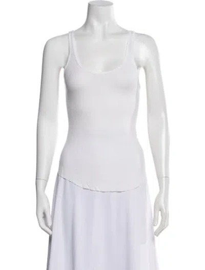 Pre-owned Enza Costa Scoop Neck Sleeveless Top In White