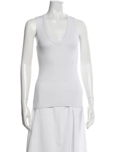 Pre-owned Enza Costa Scoop Neck Sleeveless Top In White