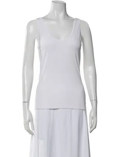 Pre-owned Enza Costa Scoop Neck Sleeveless Top In White