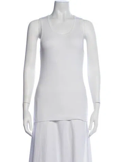 Pre-owned Enza Costa Scoop Neck Sleeveless Top In White
