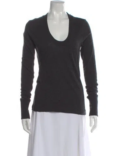 Pre-owned Enza Costa Scoop Neck Sweater In Gray