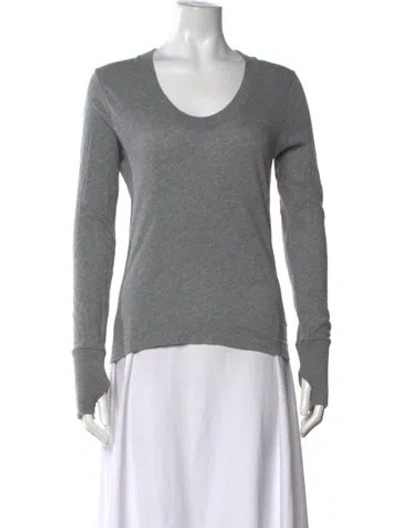 Pre-owned Enza Costa Scoop Neck Sweater In Grey