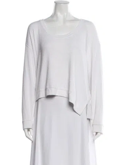 Pre-owned Enza Costa Scoop Neck Sweater In White