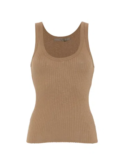 Enza Costa Scoop-neck Tank Top In Brown