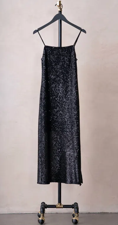 Enza Costa Sequin Bias Dress In Black
