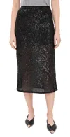 Enza Costa Sequin Bias Skirt Black In Black