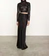 Enza Costa Sequin Cropped Long Sleeves Mock Neck In Black