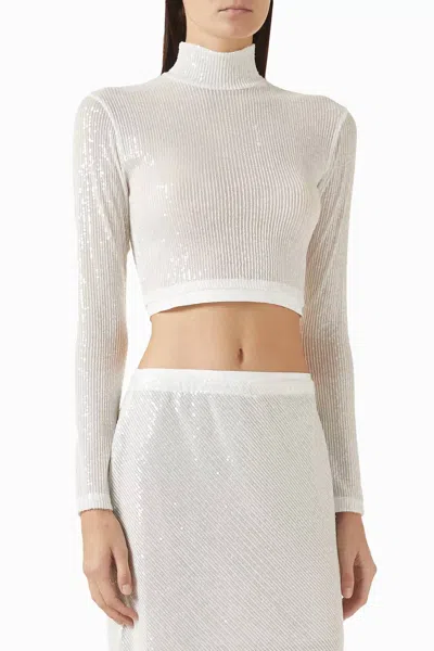 Enza Costa Sequin-embellished Crop Top In Off White