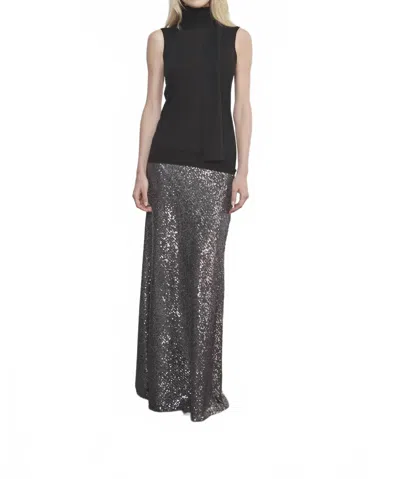 Enza Costa Sequin Full Length Skirt In Anthracite In Gray