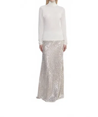 Enza Costa Sequin Full Length Skirt In Silver In Gray
