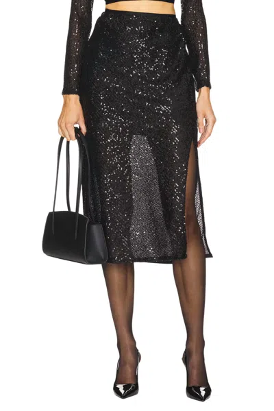 Enza Costa Sequin Skirt In Black
