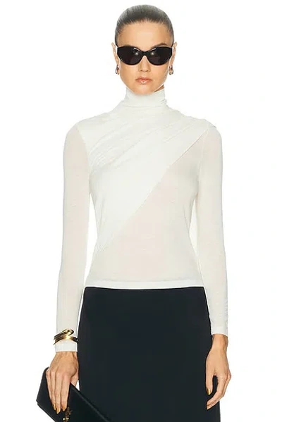 Enza Costa Sheer Cashmere Jersey Bandana Turtleneck Top In White