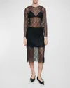 Enza Costa Sheer Lace Slip Skirt In Black
