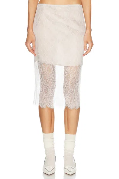 Enza Costa Sheer Lace Slip Skirt In Off White