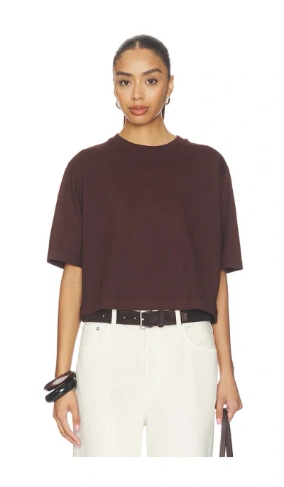 Enza Costa Short Sleeve Supima Structured Tee In Brown