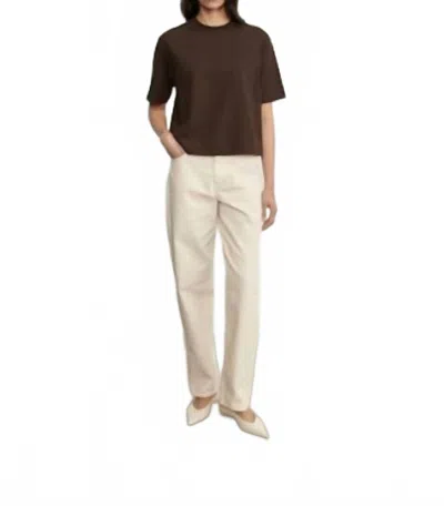 Enza Costa Short Sleeve Supima Structured Tee In Coffee Bean In Brown
