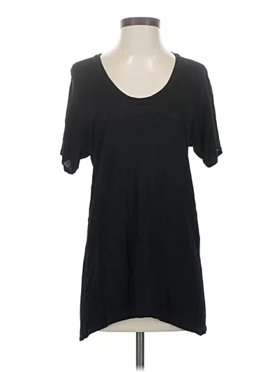 Pre-owned Enza Costa Short Sleeve Top Black Scoop Neck Tops
