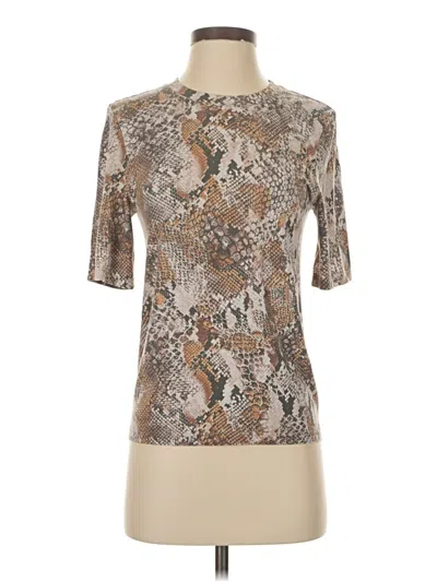 Pre-owned Enza Costa Short Sleeve Turtleneck In Brown