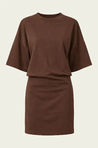 Enza Costa Short-sleeve Supima Curve Mini Dress In Chocolate In Brown