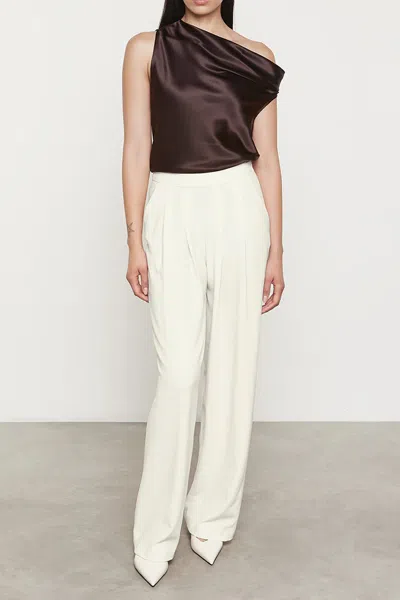 Enza Costa Silk Bias Off-shoulder Top In Brown